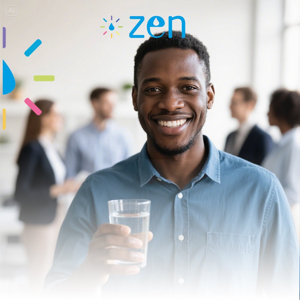 Équipe au bureau, collaborateurs africains souriants avec bouteilles d'eau